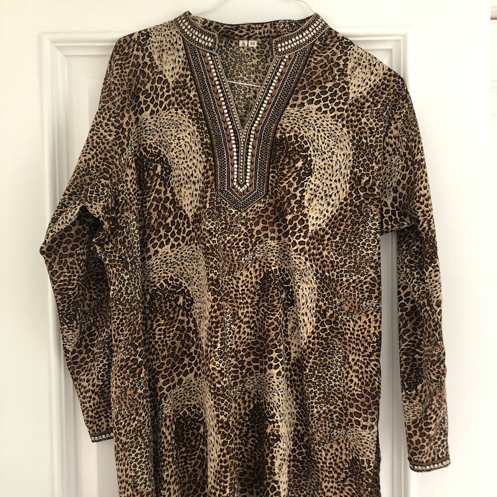 Indian Leopard Print Summer Tunic Blouse